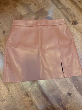 Aritzia Faux Leather Mini Skirt in Mauve Pink